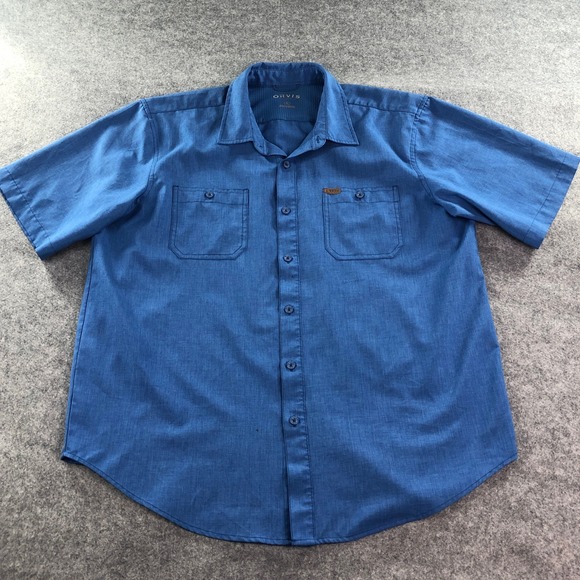 Orvis Mens Shirt XL Polyester Long Sleeve Button Up Down - Picture 2 of 14